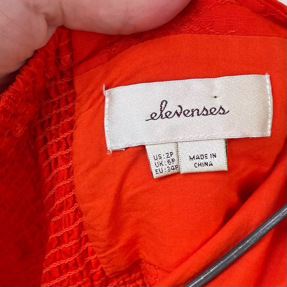 🦞3/$30🦞 Elevenses | Anthro Bright Orange Tropical Embroidered Petite Jumpsuit - Picture 7 of 10